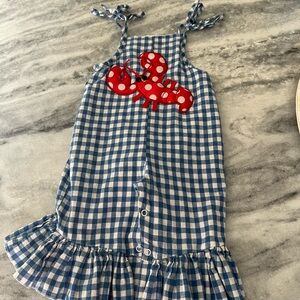 Blue Checkered Kids One Piece with Lobster Design